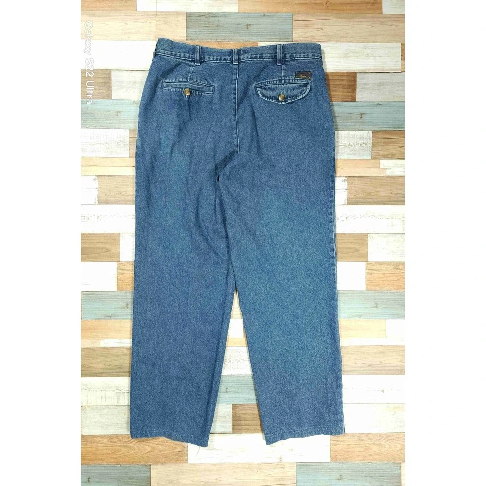 Vintage Bugle Boy Company Pleated Denim Jeans Mens 32x30 Blue Cotton Trousers